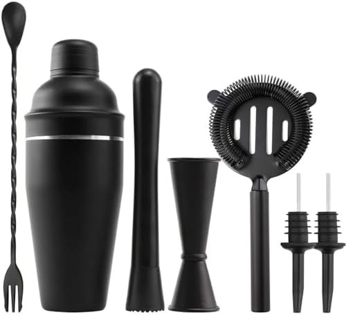 Seven piece matte black bar tool set
