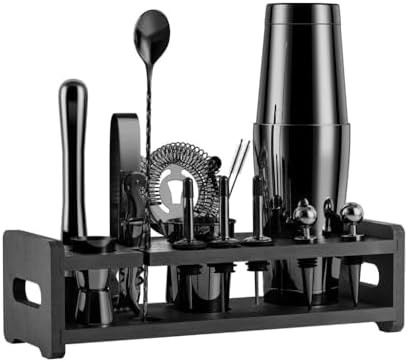 Twenty two piece boston shaker with rack