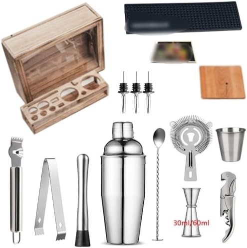Seventeen piece shaker with wooden frame