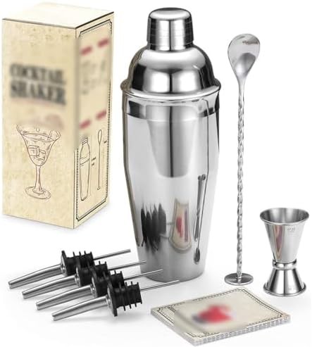 Eight piece shaker set with four pourers