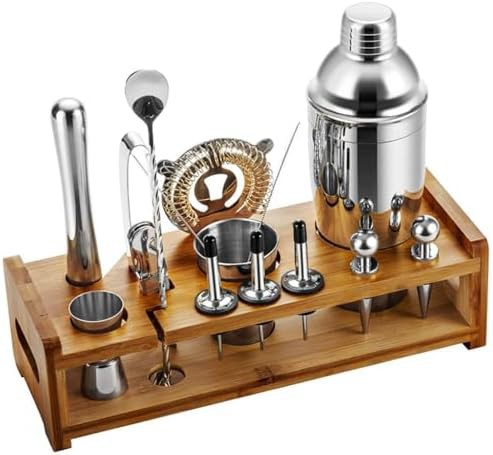 Twelve piece mixing cup cocktail shaker set