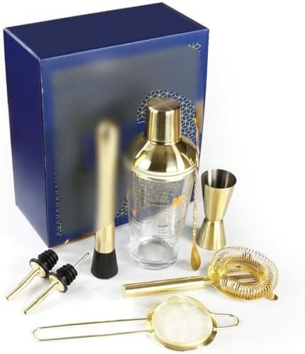 Gold Glass and Stainless Steel Shaker Set