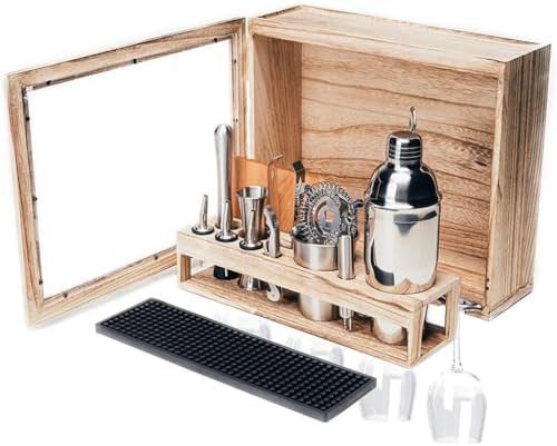 Seventeen piece wooden frame utensils