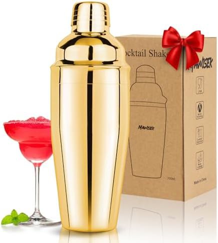 Polished Drink Shaker with Integrated Strainer