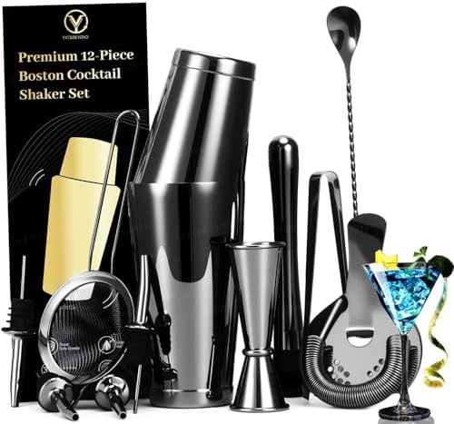 Weighted Boston shaker tins with jigger
