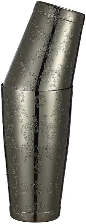 Leaf black stainless steel weighted Boston cocktail shaker