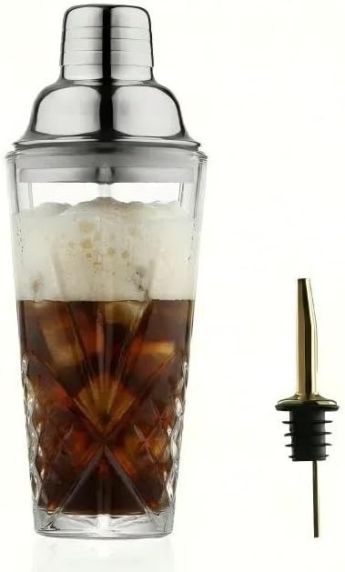 Cutting Design Glass Shaker with Gold Pourer