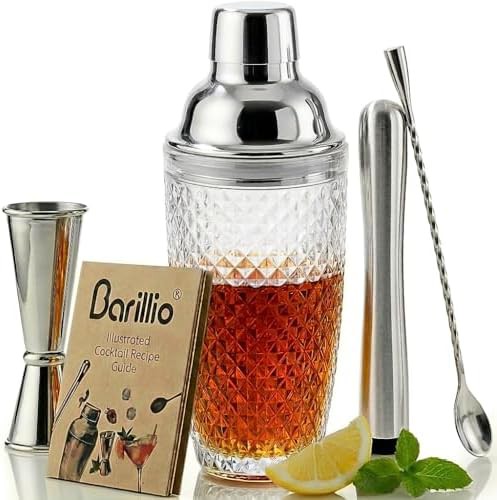 Glass Cobbler Shaker Set with Bar Tools