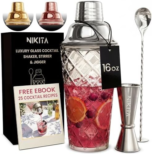 Silver stainless steel five piece bartender kit