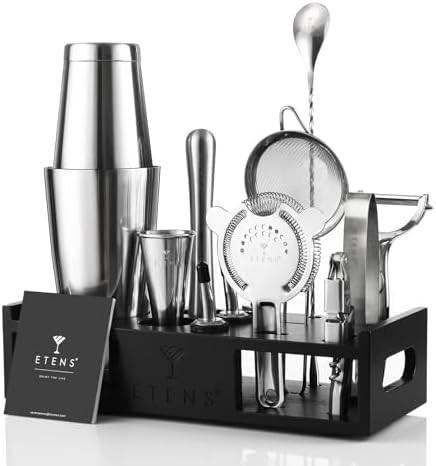 Fifteen Piece Mixology Kit with Wood Stand