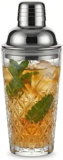 Herringbone Design Glass Shaker with Gold Top