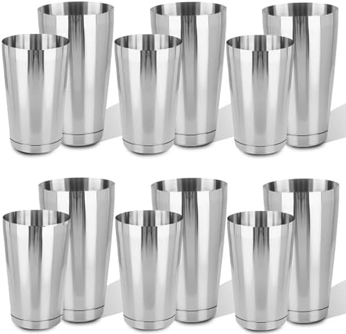 Weighted silver stainless steel shaker tin set