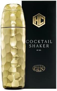 Gold vacuum insulated shaker with jigger