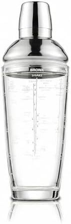 Glass Cocktail Shaker with Printed Recipes