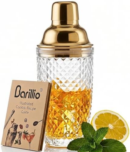 Gold Glass Cocktail Shaker 14 oz
